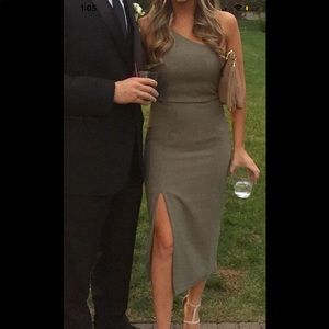 Olive green one shoulder midi dress - worn once